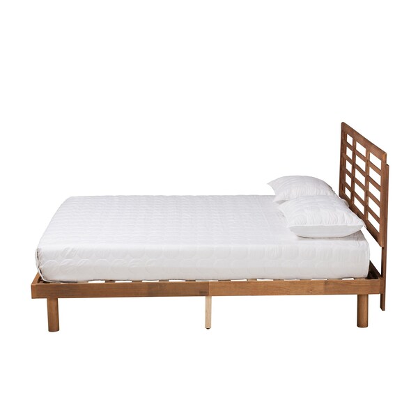 Baxton Studio Lucine Mid-Century Modern Ash Walnut Finished Wood Queen Size Platform Bed - 230-9423-11888-ZORO