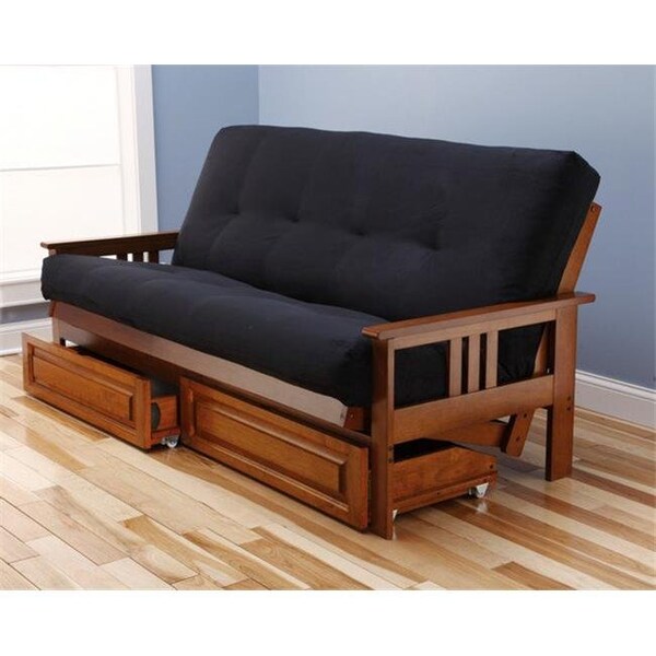 Templeton Monterey Frame Suede Mattress & Storage Drawers; Black - Black - TE5714