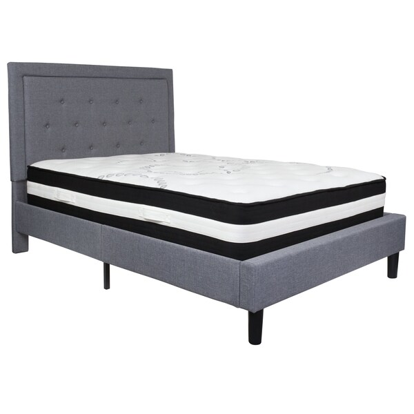 Flash Furniture Roxbury Full Platform Bed Set, Light Gray - SL-BM-26-GG