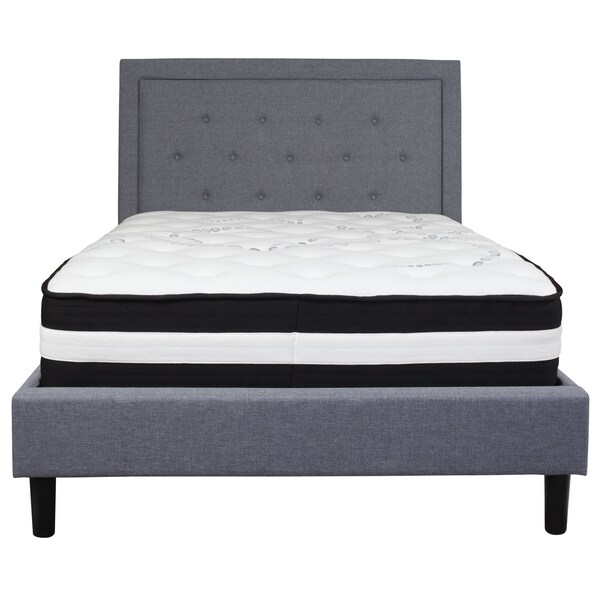 Flash Furniture Roxbury Full Platform Bed Set, Light Gray - SL-BM-26-GG