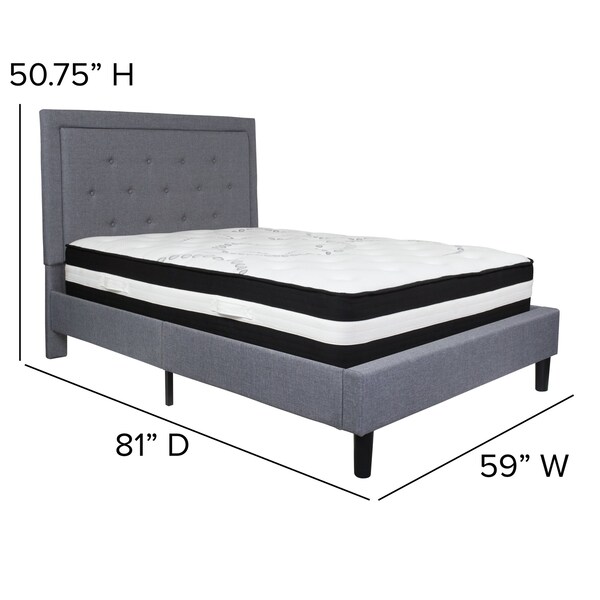 Flash Furniture Roxbury Full Platform Bed Set, Light Gray - SL-BM-26-GG