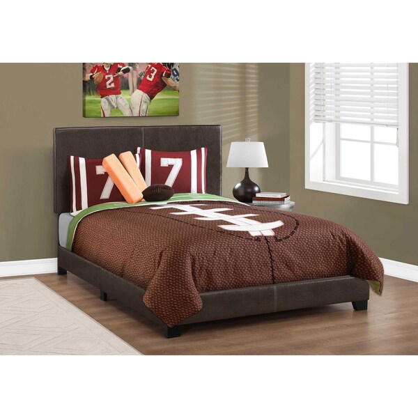 Homeroots 45.75 in. Dark Brown Solid WoodMDF & Foam Full Size Bed with a Leather Look - 333278