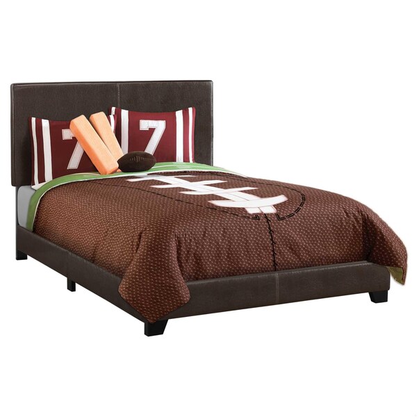 Homeroots 45.75 in. Dark Brown Solid WoodMDF & Foam Full Size Bed with a Leather Look - 333278