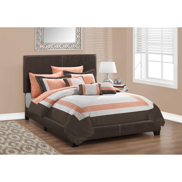 Homeroots 45.75 in. Dark Brown Solid WoodMDF & Foam Full Size Bed with a Leather Look - 333278