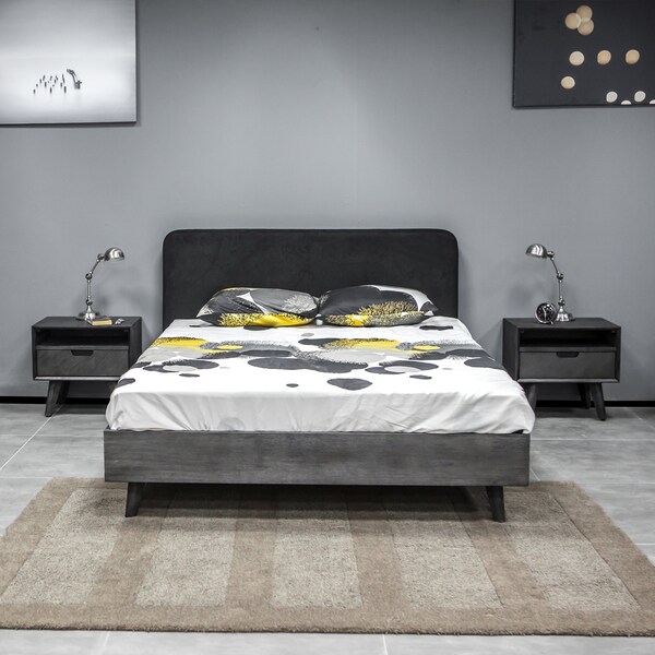 Armen Living Mohave 3 Piece Acacia Queen Bed and Nightstands Bedroom Set - SETMVBDQN3A