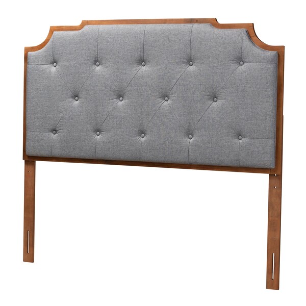 Baxton Studio Fortuna Classic and Traditional Grey Fabric and Walnut Brown Finished Wood Queen Size Headboard - 237-12654-ZORO