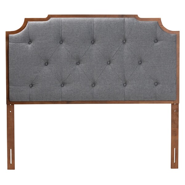 Baxton Studio Fortuna Classic and Traditional Grey Fabric and Walnut Brown Finished Wood Queen Size Headboard - 237-12654-ZORO