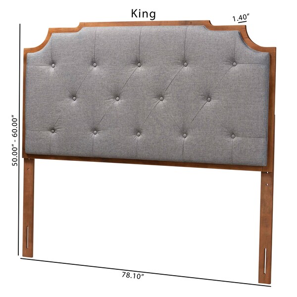 Baxton Studio Fortuna Classic and Traditional Grey Fabric and Walnut Brown Finished Wood Queen Size Headboard - 237-12654-ZORO