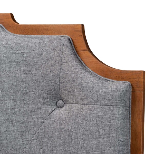 Baxton Studio Fortuna Classic and Traditional Grey Fabric and Walnut Brown Finished Wood Queen Size Headboard - 237-12654-ZORO