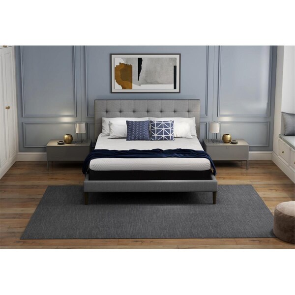 Homeroots 8 in. Three Layer Gel Infused Memory Foam Smooth Top Mattress, White & Black - Queen Size - 391681