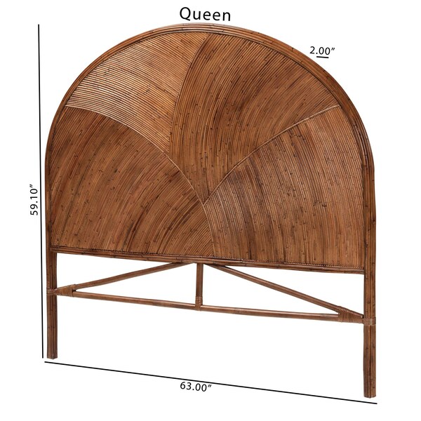Bali & Pari Seana Bohemian Dark Brown Rattan Queen Size Standalone Headboard - 244-13656-ZORO