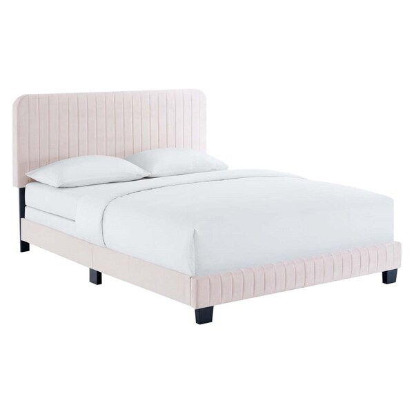 Modway Furniture Celine Channel Tufted Performance Velvet Twin Size Bed, Pink - MOD-6332-PNK