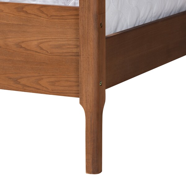 Baxton Studio Dakota Traditional Light Grey Fabric and Ash Walnut Finished Wood Queen Size Platform Canopy Bed - 226-12891-ZORO