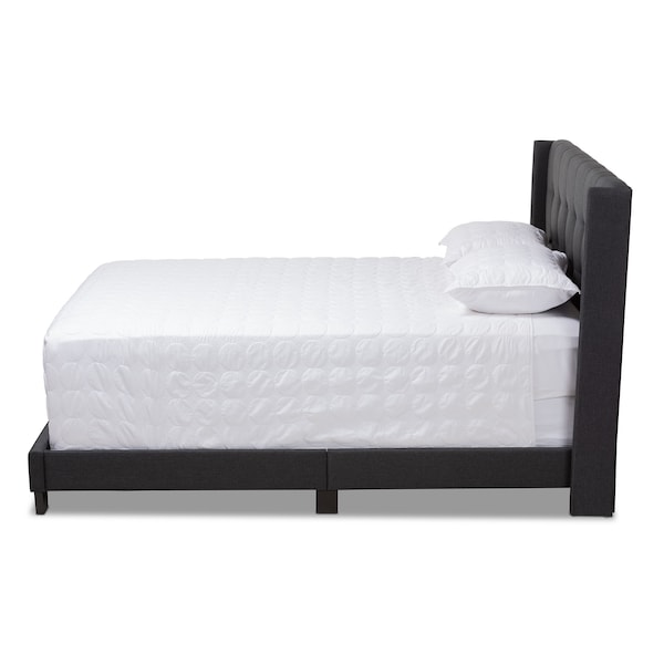 Baxton Studio Lisette Modern Charcoal Grey Upholstered King Size Bed - 150-8856