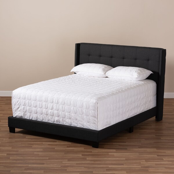 Baxton Studio Lisette Modern Charcoal Grey Upholstered King Size Bed - 150-8856