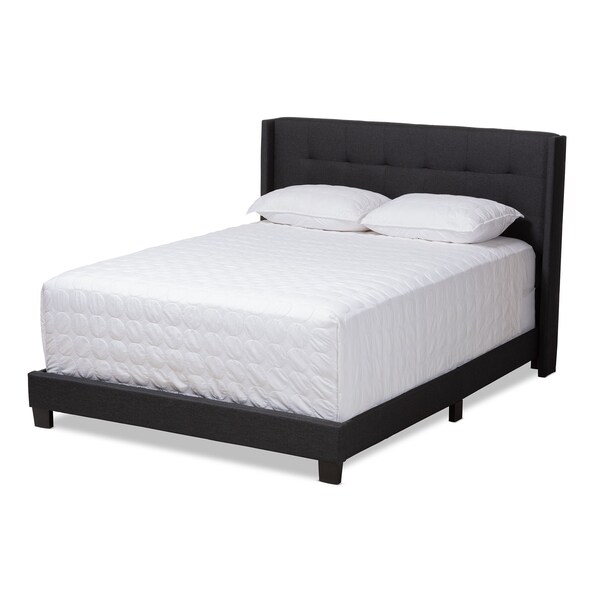 Baxton Studio Lisette Modern Charcoal Grey Upholstered King Size Bed - 150-8856