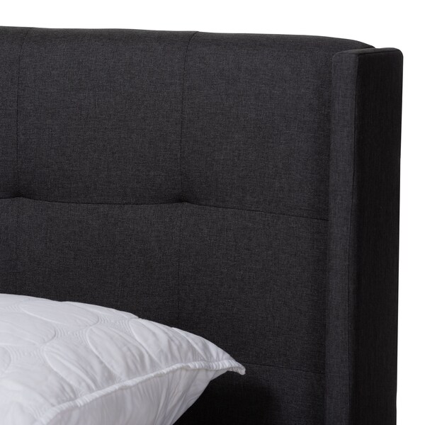 Baxton Studio Lisette Modern Charcoal Grey Upholstered King Size Bed - 150-8856