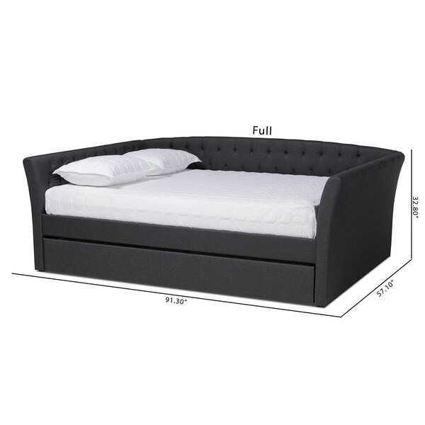 Baxton Studio Delora Dark Grey Queen Size Daybed with Roll-Out Trundle Bed - 158-9666