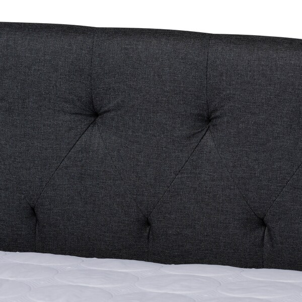 Baxton Studio Delora Dark Grey Queen Size Daybed with Roll-Out Trundle Bed - 158-9666