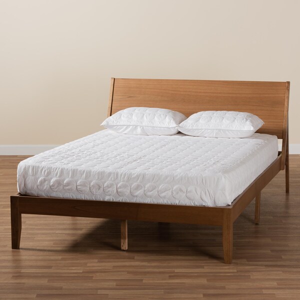 Baxton Studio Eileen Mid-Century Transitional Walnut Brown Finished Wood Queen Size Platform Bed - 232-13242-ZORO