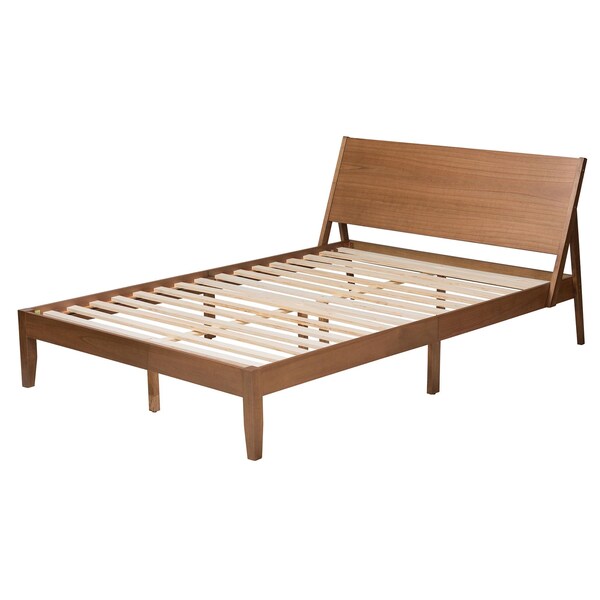 Baxton Studio Eileen Mid-Century Transitional Walnut Brown Finished Wood Queen Size Platform Bed - 232-13242-ZORO