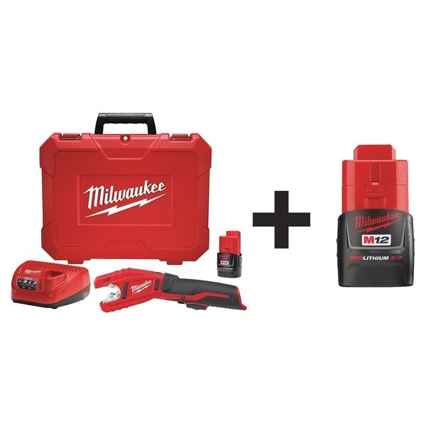 Milwaukee Tool Cordless Tube Cutter Kit, 12.0V, Includes Battery - 2471-21, 48-11-2420