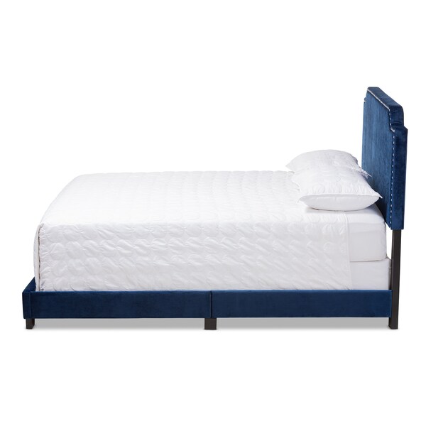 Baxton Studio Darcy Luxe and Glamour Navy Velvet Upholstered Queen Size Bed - 149-8954