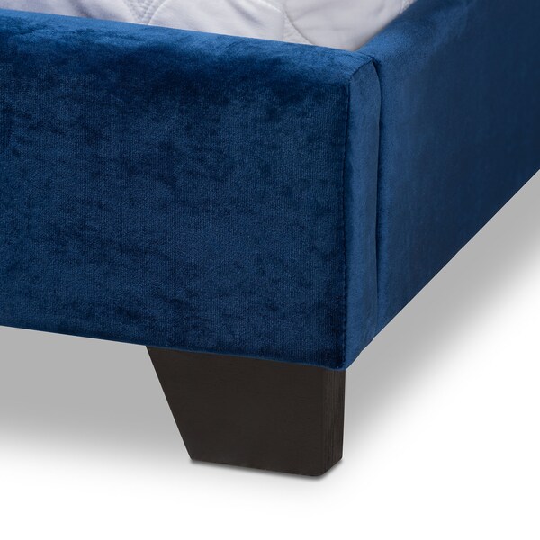 Baxton Studio Darcy Luxe and Glamour Navy Velvet Upholstered Queen Size Bed - 149-8954