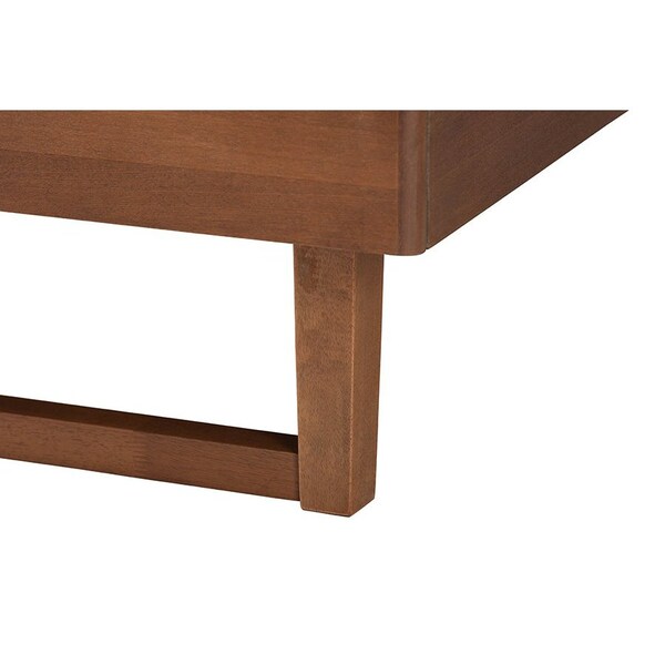 Baxton Studio Douglas Mid-Century Modern Grey Fabric and Walnut Brown Wood King Size Platform Bed - 246-12653-9412-ZORO