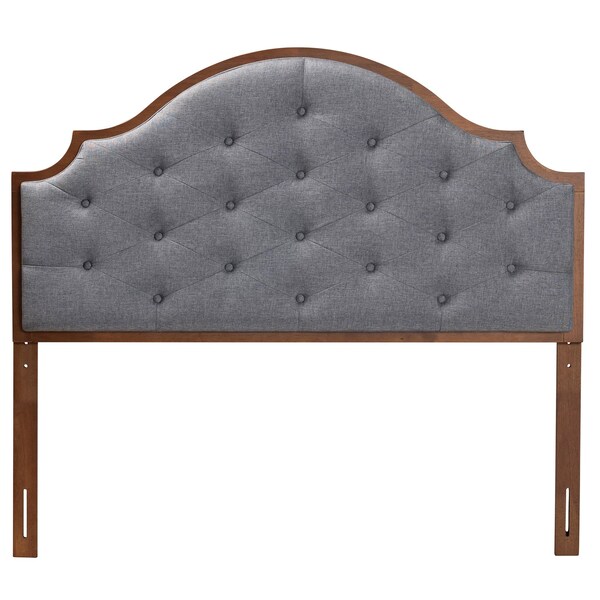 Baxton Studio Premala Classic and Traditional Grey Fabric and Walnut Brown Finished Wood Queen Size Headboard - 237-12650-ZORO