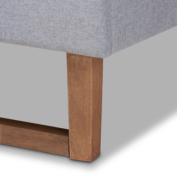 Baxton Studio Claudia Grey Upholstered and Walnut Wood King Size Platform Bed - 164-9418-9427