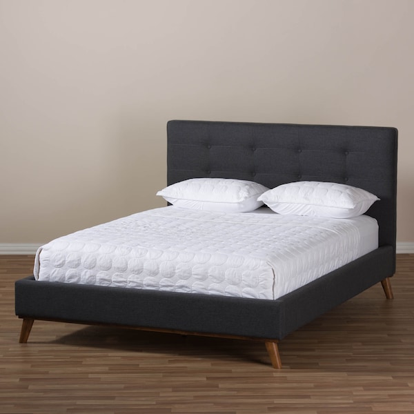 Baxton Studio Valencia Dark Grey King Size Platform Bed - 141-7837