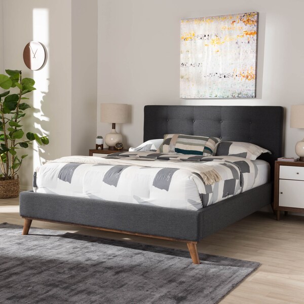 Baxton Studio Valencia Dark Grey King Size Platform Bed - 141-7837