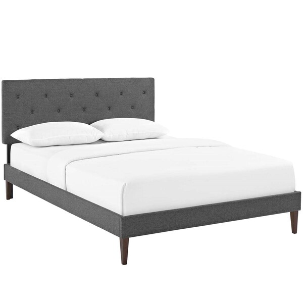 Modway Furniture Tarah King Fabric Platform Bed with Squared Tapered Legs - Gray, 47.5 x 79.5 x 83.5 in. - MOD-5989-GRY