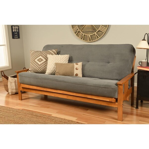 Kodiak Monterey Butternut Futon Frame with Marmont Thunder Mattress - Full Size - KFMOBTMTHUNLF5MD3
