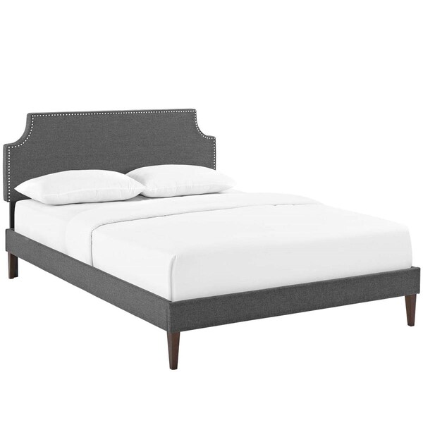Modway Furniture Corene King Fabric Platform Bed with Squared Tapered Legs - Gray, 46 x 79.5 x 83.5 in. - MOD-5957-GRY