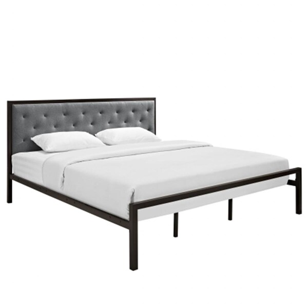 East End Imports Mia King Fabric Platform Bed Frame, Brown Gray - MOD-5184-BRN-GRY-SET