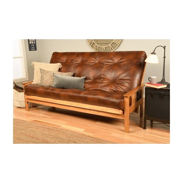 Kodiak Monterey Butternut Futon Frame with Oregon Trail Saddle Mattress - Queen Size - KFQMOBTOTSLF6MD3