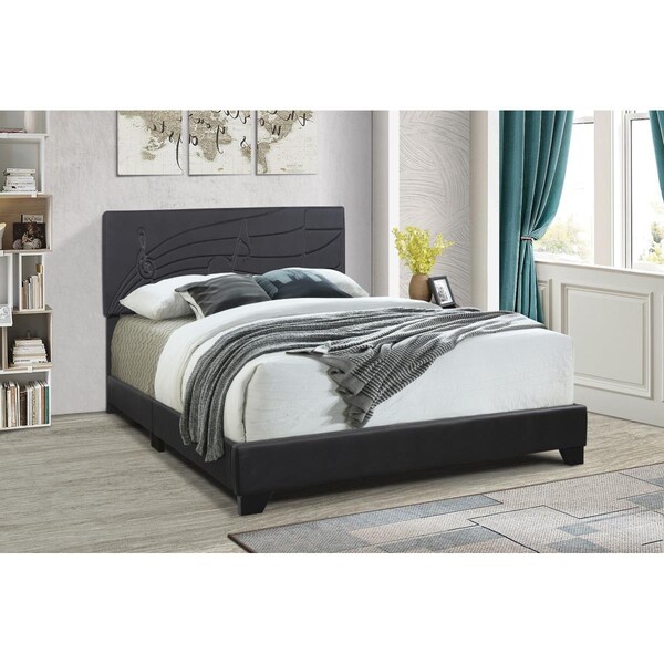 Progressive Furniture All-In-One Upholstered Bed, Black - Queen Size - U390-28