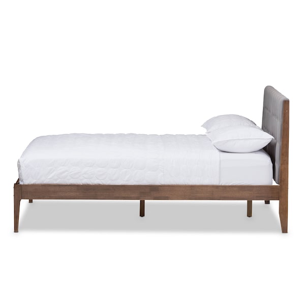 Baxton Studio Clifford Light Grey and Wood Finish Queen Size Platform Bed - 135-7385