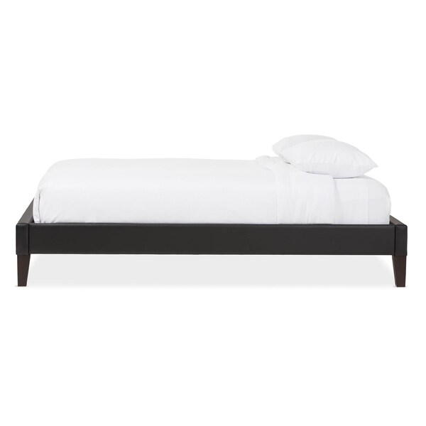 Baxton Studio Lancashire Black Upholstered Full Size Bed Frame with Tapered Legs - 125-6989