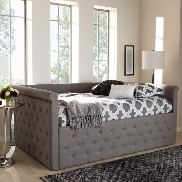 Baxton Studio Amaya Modern Grey Upholstered Full Size Daybed - 147-8731