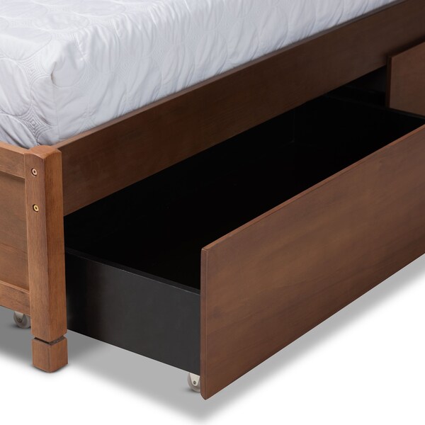 Baxton Studio Saffron ModernWalnut Brown Finished Wood Queen Size 4-Drawer Platform Storage Bed - 196-11505-11508-ZORO
