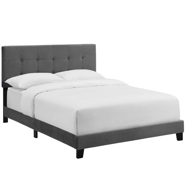 Modway Furniture Amira Twin Performance Velvet Bed, Gray - MOD-5851-GRY