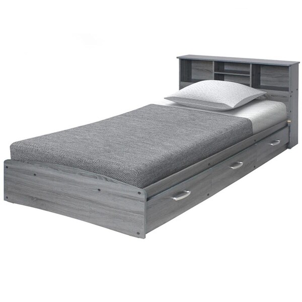 Better Home California Wooden Full Captains Bed, Gray - CBBK-46-GRY