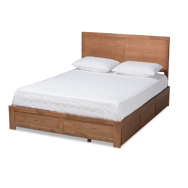 Baxton Studio Aras Modern Ash Walnut Brown Finished Wood Queen Size 3-Drawer Storage Bed - 175-9420-9621-ZORO