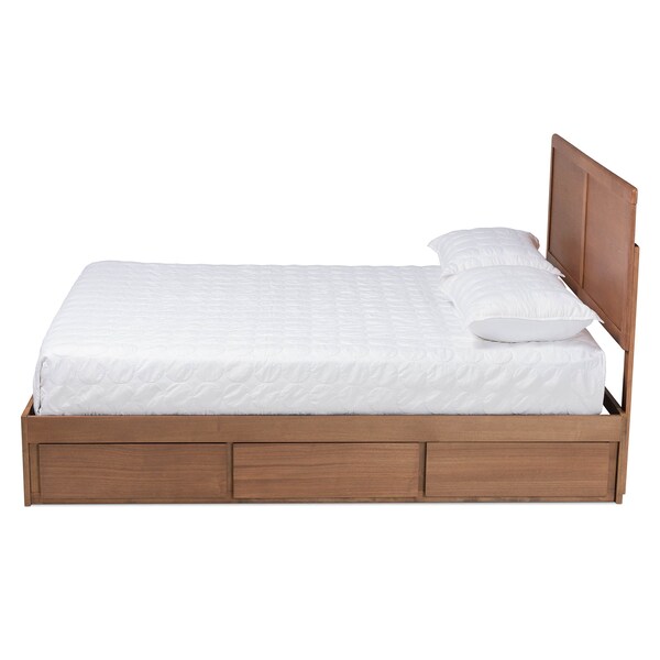 Baxton Studio Aras Modern Ash Walnut Brown Finished Wood Queen Size 3-Drawer Storage Bed - 175-9420-9621-ZORO