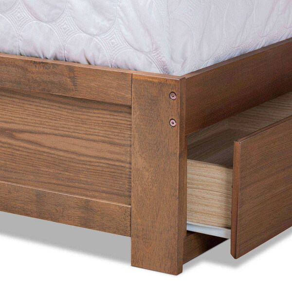Baxton Studio Aras Modern Ash Walnut Brown Finished Wood Queen Size 3-Drawer Storage Bed - 175-9420-9621-ZORO