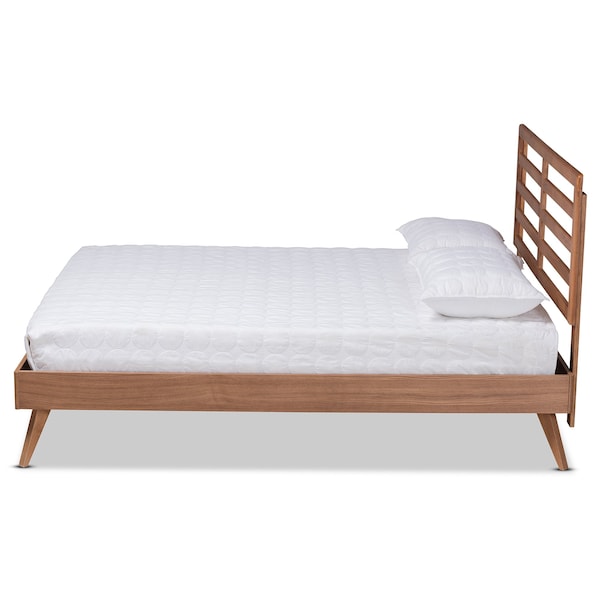 Baxton Studio Shiro Mid-Century Modern Ash Walnut Finished Wood Queen Size Platform Bed - 182-11106-9408-ZORO
