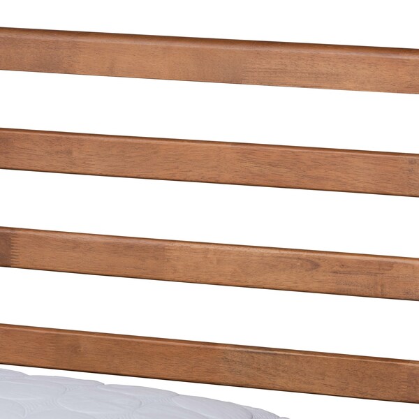 Baxton Studio Shiro Mid-Century Modern Ash Walnut Finished Wood Queen Size Platform Bed - 182-11106-9408-ZORO